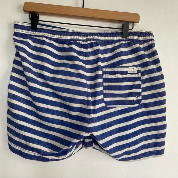 Scotch & Soda Mens Blue and White Striped Swim Shorts Trunks Drawstring M - Picture 2 of 15